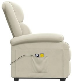 vidaXL Πολυθρόνα Μασάζ με Ανύψωση Κρεμ Βελούδινη