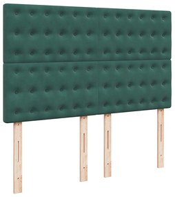 vidaXL Κρεβάτι Boxspring με Στρώμα Σκούρο Πράσινο 140x190εκ. Βελούδινο