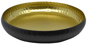 Πιατέλα Διακοσμητική Μεταλλική Σε Μαύρο Με Χρυσό Χρώμα 35x35x6cm