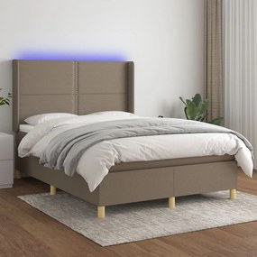 ΚΡΕΒΑΤΙ BOXSPRING ΜΕ ΣΤΡΩΜΑ &amp; LED TAUPE 140X190 ΕΚ. ΥΦΑΣΜΑΤΙΝΟ 3138793