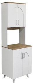 Έπιπλο κουζίνας Kalira 2 Megapap χρώμα λευκό - rota oak 60x40x196εκ.
