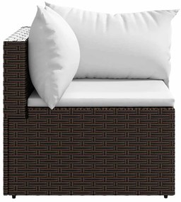 vidaXL Καναπέδες Κήπου Γωνιακοί με Μαξιλάρια 2 τεμ. Καφέ Συνθ. Ρατάν