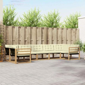 vidaXL Σειρά Καναπέ Εξωτερικού με μαξιλάρι 7 pcs Λευκό και Κρεμ