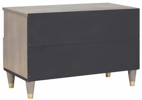 vidaXL Ντουλάπι TV με ράφι Γκρι και Χρυσό Μασίφ ξύλο μάνγκο