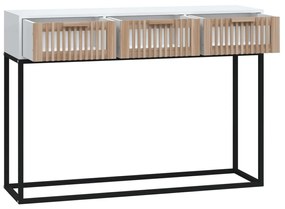 Τραπέζι Κονσόλα Λευκό 105x30x75 εκ. Επεξεργασμένο Ξύλο / Σίδερο - Λευκό