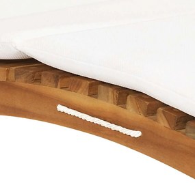 vidaXL Ξαπλώστρα Πτυσσόμενη από Μασίφ Ξύλο Teak με Λευκό Κρεμ Μαξιλάρι