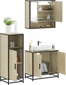 vidaXL Σετ Επίπλων Μπάνιου 3 Τεμαχίων Sonoma Δρυς Επεξεργασμένο Ξύλο