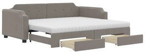 vidaXL Καναπές Κρεβάτι Συρόμενος Taupe 90x200 εκ. Ύφασμα & Συρτάρια