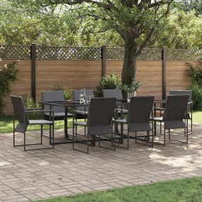 vidaXL Σέτ φαγητού για κήπο 9 pcs Μαύρο Ατσάλι