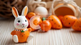 Intra Συλλεκτικό Ξύλινο Παζλ Plywood  4mm - Πασχαλινό λαγουδάκι με καρότα και λαχανικά Σε Ξύλινο Κουτί - Διαστάσεις Puzzle: 10x10 cm – 25 κομμάτια