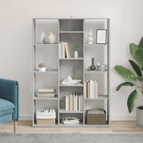 vidaXL Διαχωριστικό/Βιβλιοθήκη Γκρι Σκυροδ. 100x24x140 εκ. Επεξ. Ξύλο