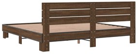 vidaXL Πλαίσιο Κρεβατιού Καφέ Δρυς 180x200 εκ. Επεξ. Ξύλο &amp; Μέταλλο