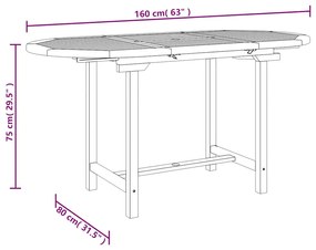 ΤΡΑΠΕΖΙ ΚΗΠΟΥ ΕΠΕΚΤΕΙΝΟΜΕΝΟ 110-160X80X75 ΕΚ. ΜΑΣΙΦ ΞΥΛΟ TEAK 363486