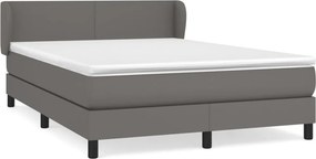 vidaXL Κρεβάτι Boxspring με Στρώμα Γκρι 140x200εκ. από Συνθετικό Δέρμα