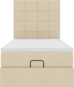 vidaXL Οθωμανικό κρεβάτι με στρώμα Cream 90x200cm ύφασμα