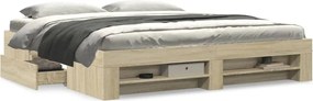 vidaXL Πλαίσιο Κρεβατιού Χωρ. Στρώμα Sonoma Δρυς 200x200 εκ. Επ. Ξύλο