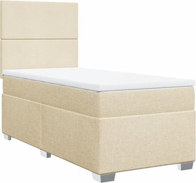vidaXL Κρεβάτι Boxspring με Στρώμα Κρεμ 90x190 εκ.Υφασμάτινο