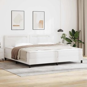 vidaXL Κρεβάτι με Στρώμα Box Spring, Λευκό, 200x200 εκ, από Ψεύτικο Δέρμα