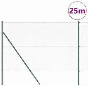 vidaXL Εξάγωνο Σίδερο Φράχτη με 7 Πόλους, 1.5 x 25 μ, Πράσινο