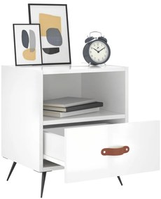 vidaXL Κομοδίνα 2 τεμ. Γυαλ. Λευκό 40x35x47,5 εκ. Επεξεργασμένο Ξύλο