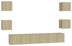 vidaXL Έπιπλα Τηλεόρασης Σετ 7 Τεμαχίων Sonoma Δρυς από Επεξ. Ξύλο