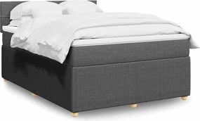 vidaXL Κρεβάτι Boxspring με Στρώμα Σκούρο Γκρι 140x200 εκ Υφασμάτινο