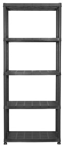 vidaXL Ραφιέρα Αποθήκευσης 5 Επιπέδων Μαύρη 71x38x170 εκ. Πλαστική
