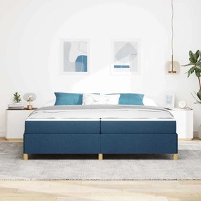 vidaXL Σκελετός Κρεβατιού με στρώμα Μπλε 200 x 200 cm ύφασμα