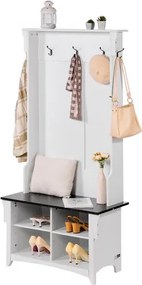 VEVOR Hall Tree Wooden Hall Tree with Bench 5 Hooks for Entryway &amp; Hallway