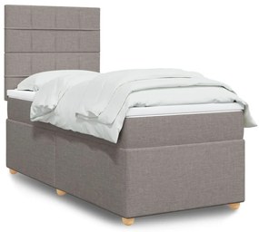 Κρεβάτι Boxspring με Στρώμα Taupe 100 x 200 εκ. Υφασμάτινο - Μπεζ-Γκρι