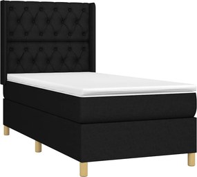 vidaXL Κρεβάτι Boxspring με Στρώμα &amp; LED Μαύρο 80x200 εκ. Υφασμάτινο