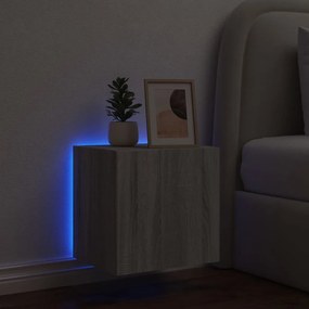 Έπιπλο Τοίχου Τηλεόρασης με LED Γκρι Sonoma 40,5x35x40 εκ. - Γκρι