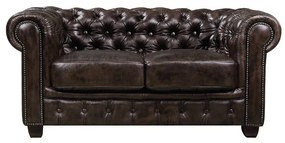 WOODWELL CHESTERFIELD Birmingham Καναπές 2Θέσιος Σαλονιού Καθιστικού,Δέρμα Απόχρωση Καφέ 155x91x74cm Ε9574,2