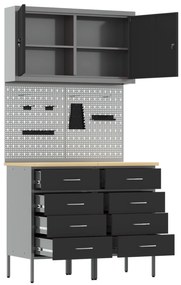 vidaXL 5 τεμαχίων Σετ Εργασίας Μαύρο Χάλυβα