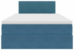 vidaXL Κρεβάτι με αποθηκευτικό χώρο και LED Σκούρο Μπλε 120 x 200 cm