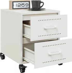 vidaXL Κομοδίνο Λευκό 36x39x43,5 εκ. από Χάλυβα