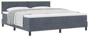 vidaXL Κρεβάτι Box Spring με Στρώμα  Σκούρο Γκρι Υπερ Μεγάλο Βελούδο