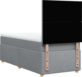 vidaXL Κρεβάτι Boxspring με Στρώμα Ανοιχτό Γκρι 90x200 εκ. Υφασμάτινο