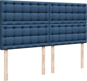 vidaXL Κρεβάτι Boxspring με Στρώμα Μπλε 200x200 εκ. Υφασμάτινο