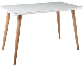 Τραπέζι UNION 120x70cm Βαφή Φυσικό/Γυαλί Άσπρο