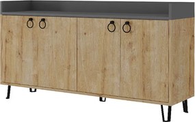 Μπουφές Dea Megapap χρώμα sapphire oak - ανθρακί 140x36x80εκ.