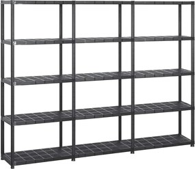 vidaXL Ραφιέρα Αποθήκευσης 5 Επιπέδων Μαύρη 213x38x170 εκ. Πλαστική