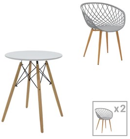 Intrahome Τραπεζαρία Ezra-EVERESTA Intrahome σετ 3τεμ pp-mdf σε γκρι-λευκή-φυσική απόχρωση Φ60x73εκ | SKU: INTRAPA-311112112
