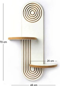 Ραφιέρα τοίχου Artwill Megapap Mdf χρώμα λευκό - oak 46x13x70εκ.