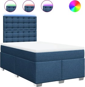 vidaXL Κρεβάτι Boxspring με Στρώμα Μπλε 120x200 εκ. Υφασμάτινο