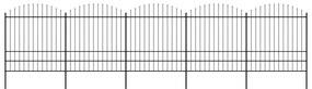 vidaXL Κάγκελα Περίφραξης με Λόγχες Μαύρα (1,75-2) x 8,5 μ. Ατσάλινα
