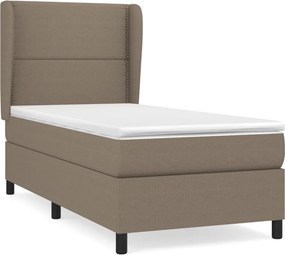 vidaXL Κρεβάτι Boxspring με Στρώμα Taupe 90x190 εκ.Υφασμάτινο