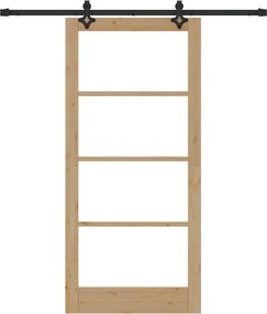 vidaXL Συρόμενη Πόρτα ORKDAL Φυσικό και Μαύρο 93 x 202 cm