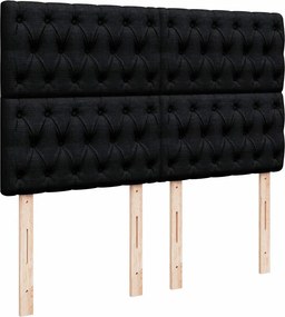vidaXL Κρεβάτι Boxspring με Στρώμα Μαύρο 140x200 εκ. Υφασμάτινο