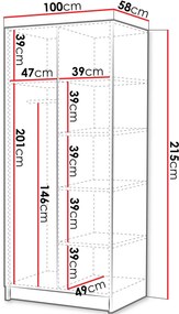 Ντουλάπα Bono Δύφυλλη-Leuko-Mauro